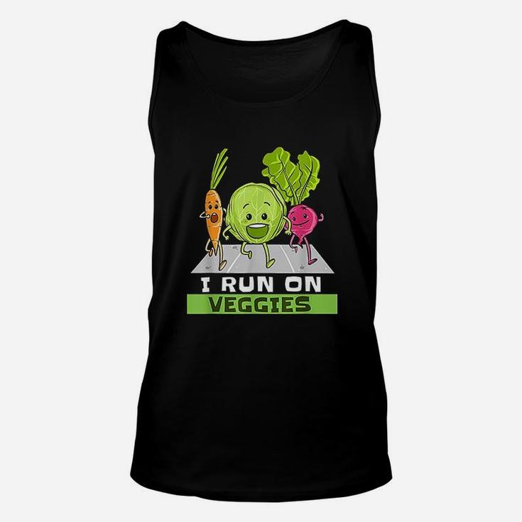 I Run On Veggies Funny Vegan Vegetarian Runner Gift Vegan Unisex Tank Top