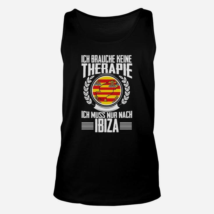 Ibiza Urlaub Liebhaber Unisex TankTop, Schwarzes mit Lustigem Spruch & Spanien Emblem