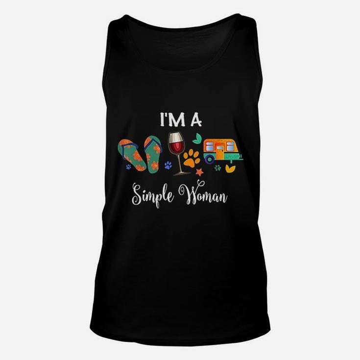 I'm A Simple Woman Wine Flip Flops Dogs Camping Tshirt I'm A Simple Woman Wine Flip Flops Dogs Camping Tshirt