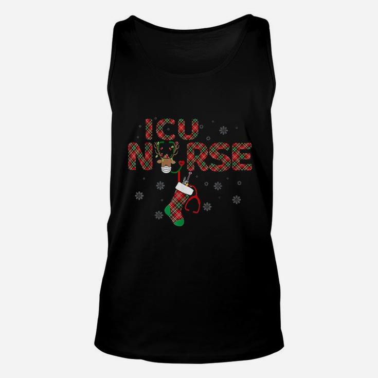 Intensive Care Unit Icu Nurse Christmas Plaid Pattern Gift Unisex Tank Top