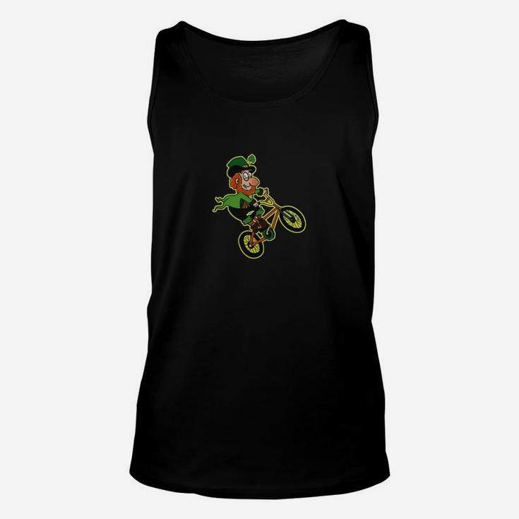 Irish Leprechaun Riding Bmx T Shirt St Patrick Day Funny Js4 Black Unisex Tank Top