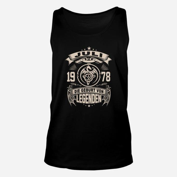 Jubiläums-Unisex TankTop Legendäre Geburt 1978, Retro Design Schwarz