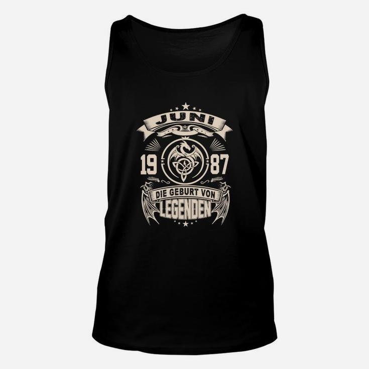 Juni 1987 Geboren Legenden Unisex TankTop, Personalisiert für Geburtstag – Schwarz