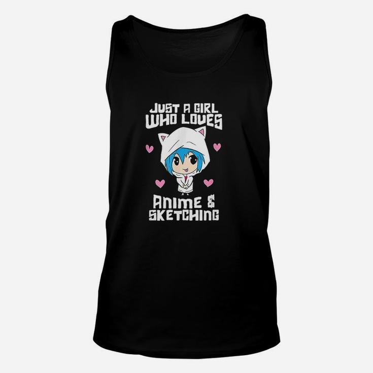 Just A Girl Who Loves Anime And Sketching Funny Anime Unisex Tank Top