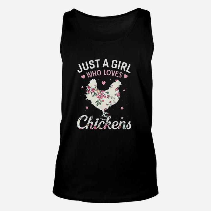 Just A Girl Who Loves Chickens Floral Farmer Girl Gifts Unisex Tank Top
