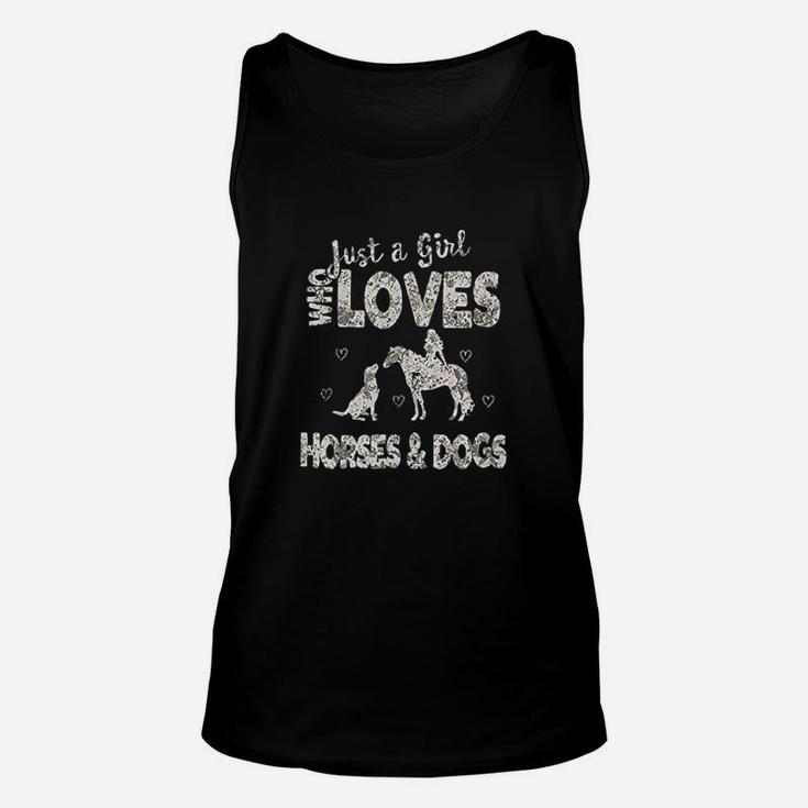 Just A Girl Who Loves Horses And Dogs Funny Horse Dog Unisex Tank Top