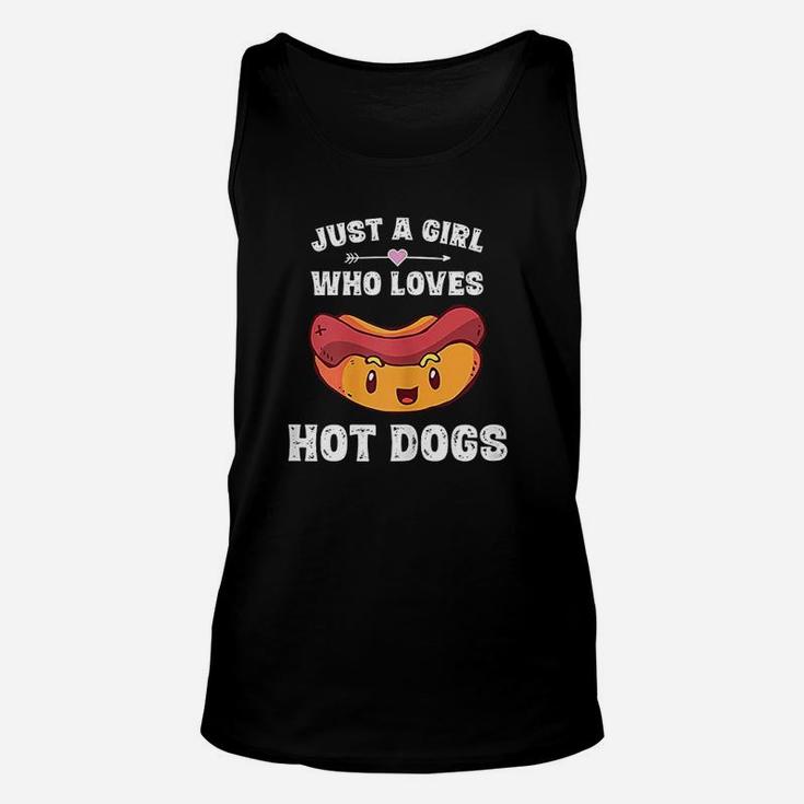 Just A Girl Who Loves Hot Dogs Funny Hot Dog Unisex Tank Top