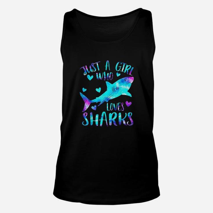 Just A Girl Who Loves Sharks Galaxy Shark Lover Girls Gifts Unisex Tank Top