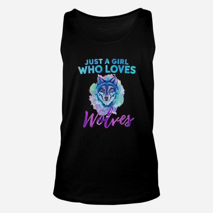 Just A Girl Who Loves Wolves Water Color Wolf Unisex Tank Top