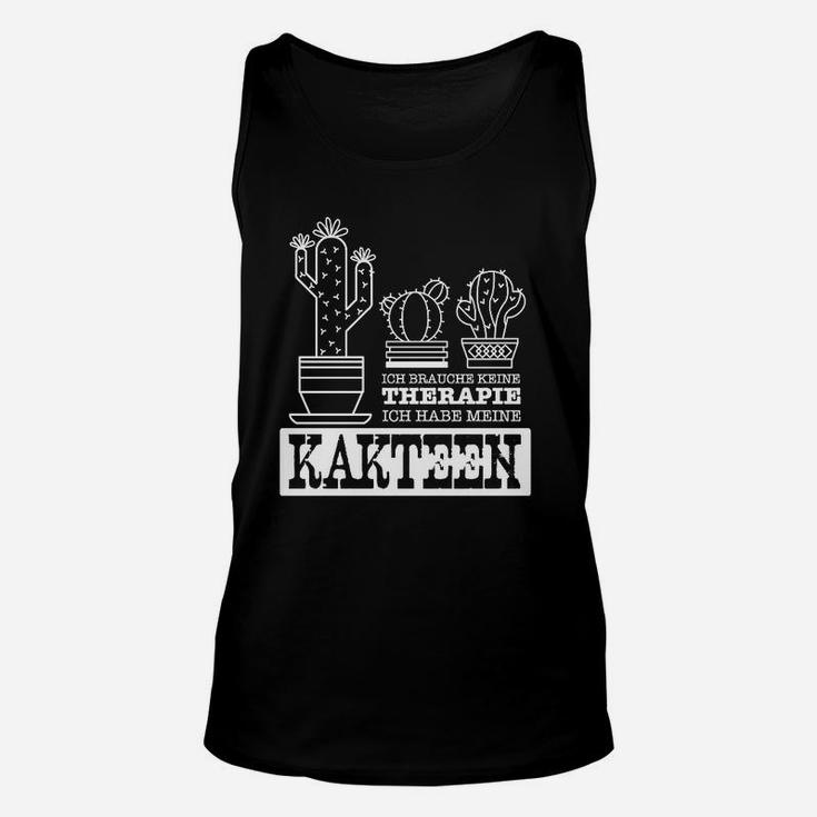 Kaktusliebhaber Schwarzes Unisex TankTop, Spruch Therapie durch Kakteen