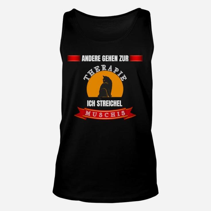 Katzensilhouette Unisex TankTop Therapie durch Miezen, Lustiges Tee für Katzenfans