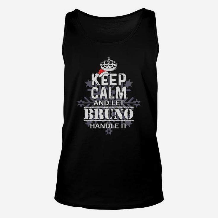Keep Calm And Let Bruno Handle It Christmas Name Shirt Unisex Tank Top