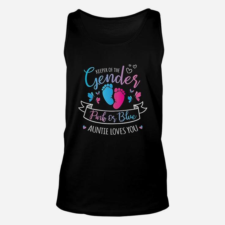 Keeper Of The Gender Reveal Pink Or Blue Auntie Loves You Unisex Tank Top