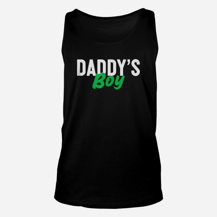 Kids Daddys Boy Green Text Kids Fathers Day Unisex Tank Top
