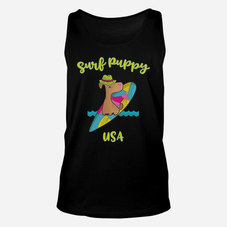 Kids Funny Surf Puppy For Kids Who Love Dogs Unisex Tank Top