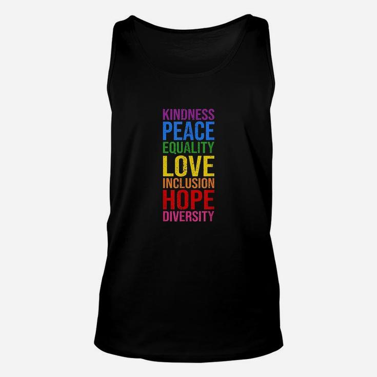 Kindness Peace Equality Love Inclusion Hope Diversity Unisex Tank Top