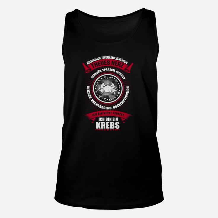 Krebs Sternzeichen Unisex TankTop für Herren mit Spruch, Schwarzes Astrologie Tee