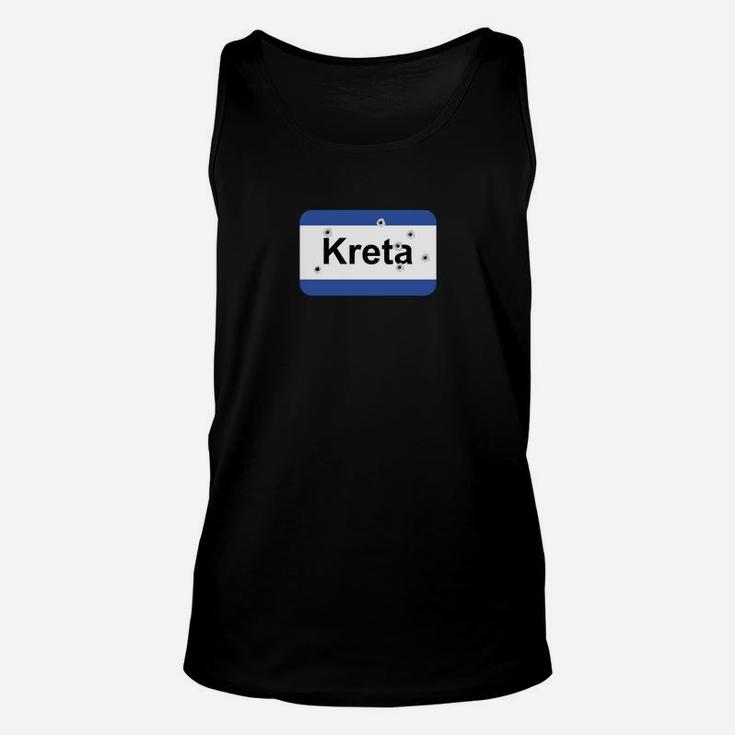 Kreta-Kennzeichen Design Schwarz Unisex TankTop, Modisches Tee für Reiseliebhaber