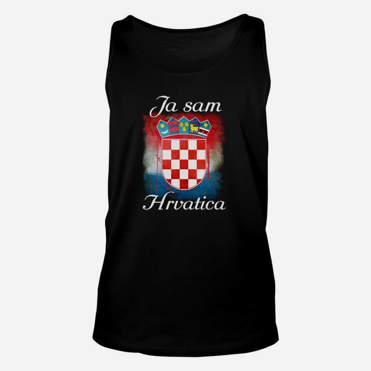 Kroatien Stolz Unisex TankTop Ja sam Hrvatica, Wappen & Flaggenfarben Design