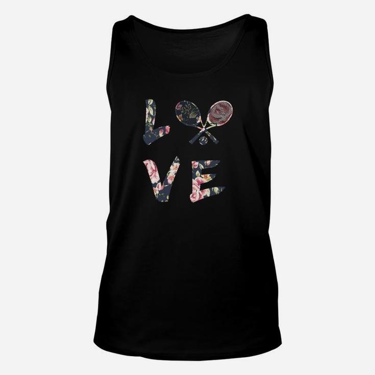 Liebe zum Tennis Blumenmuster Grafik-Unisex TankTop, Sportmode für Damen