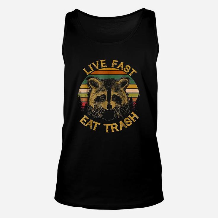 Live Fast Eat Trash Funny Raccoon Camping Vintage Unisex Tank Top