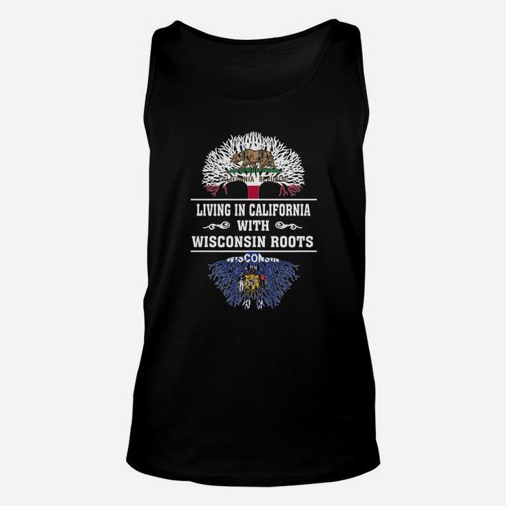 Living In California With Wisconsin Roots Unisex Tank Top