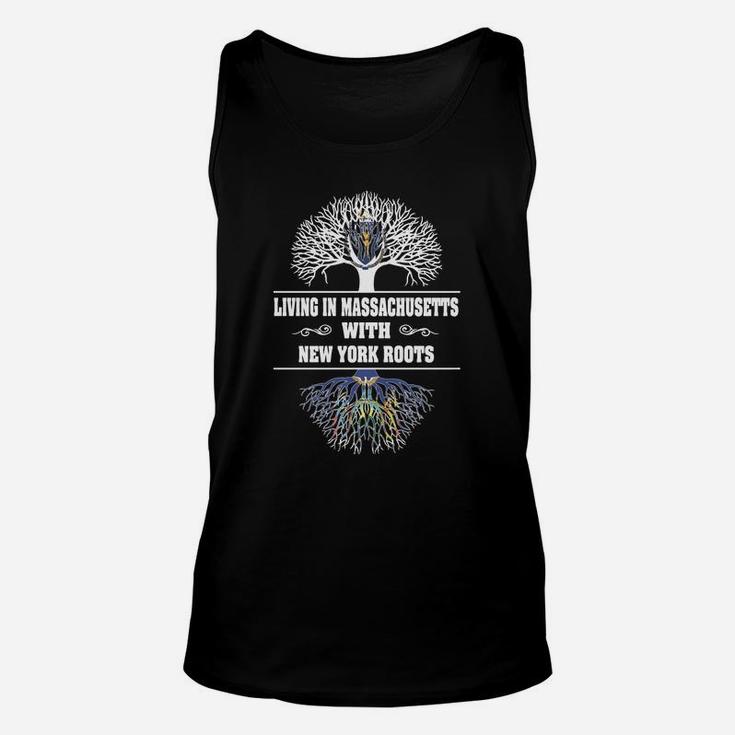 Living In Massachusetts With New York Roots Unisex Tank Top