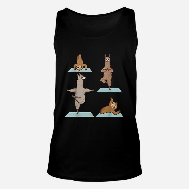 Llamas And Sloths Doing Yoga Sports Dancing Fitness Gift Unisex Tank Top