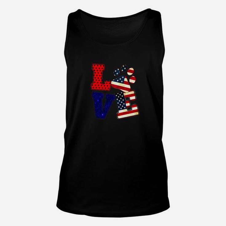 Love Dog Paw American Flag For 4th Of July Day Premium Unisex Tank Top