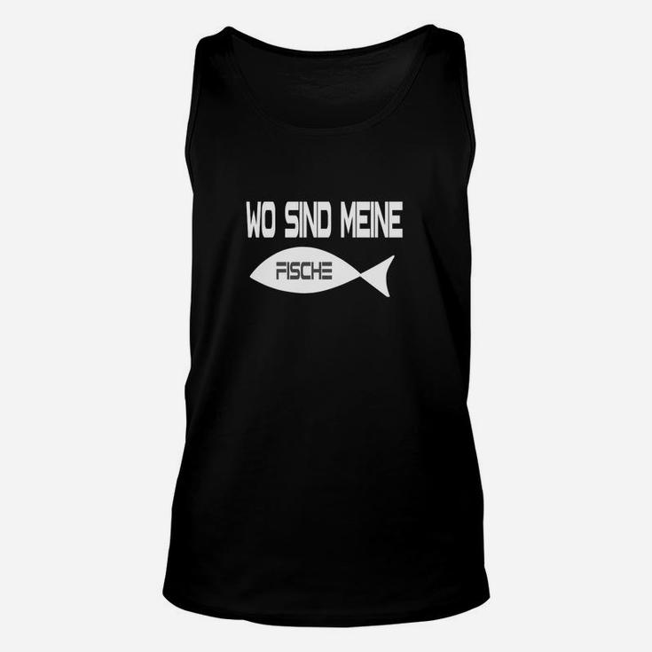 Lustiges Angler Unisex TankTop Wo sind meine Fische? in Schwarz, Anglerbekleidung