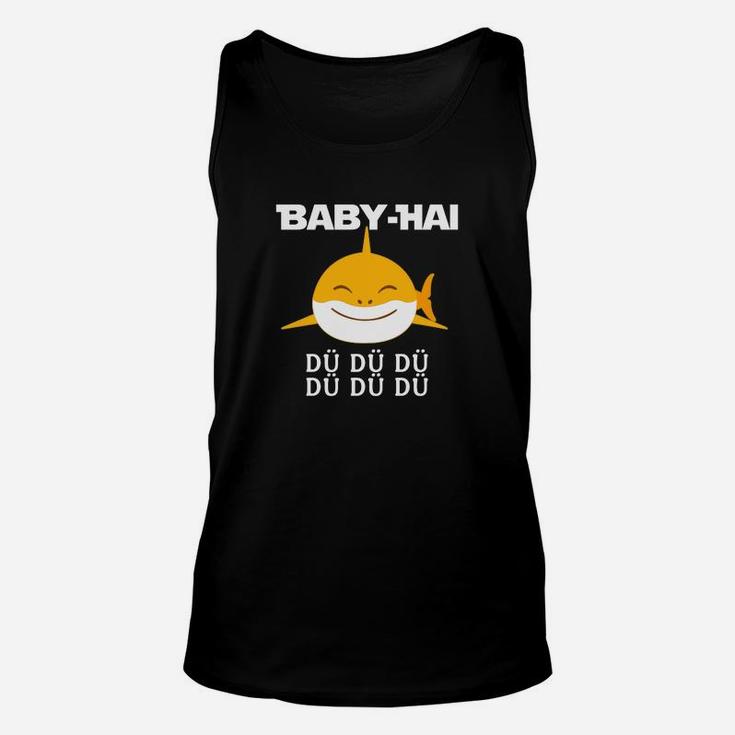 Lustiges Baby-Hai Unisex TankTop, Liedtext-Motiv in Schwarz