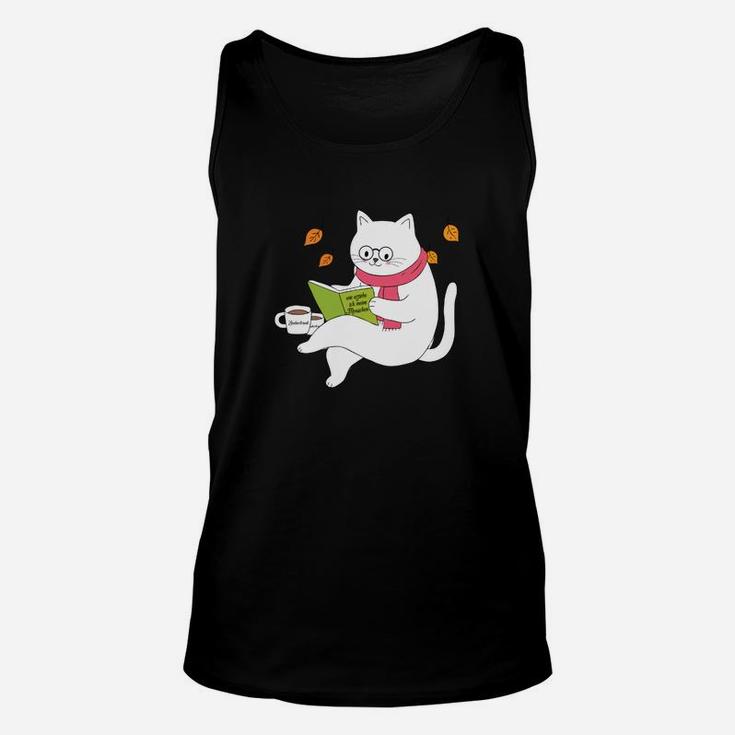 Lustiges Katzenleser Unisex TankTop für Buchliebhaber, Schwarz