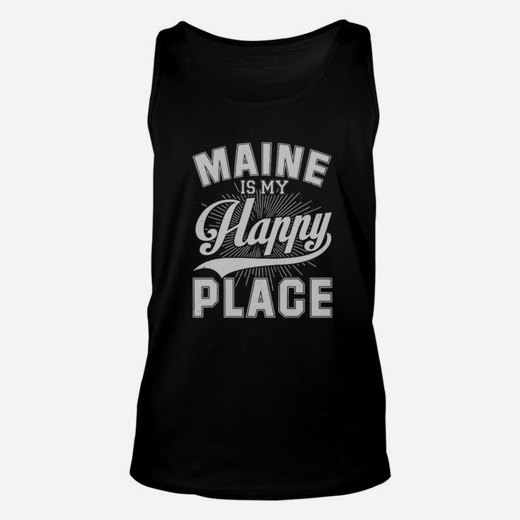Maine Is My Happy Place T-shirt Retro Vintage Style Unisex Tank Top