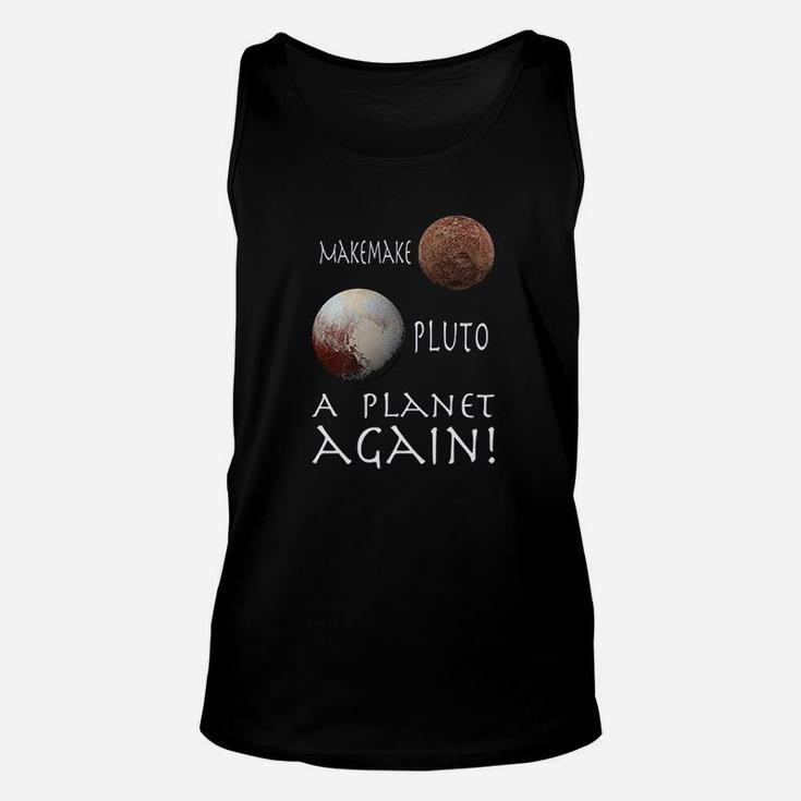 Makemake Pluto With White Text Stacked Planets Unisex Tank Top