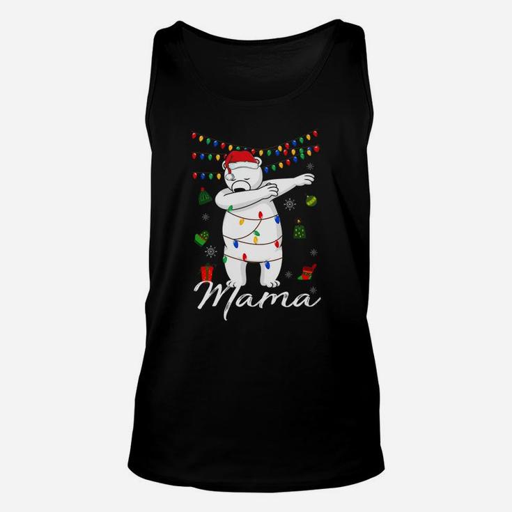 Mama Bear With Santa Hat Dabbing Christmas Pajamas Unisex Tank Top