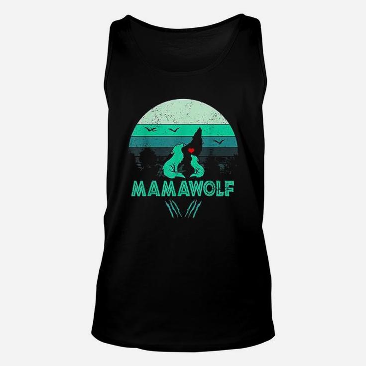 Mamawolf Funny Wolf Mama Retro Vintage Sunset Unisex Tank Top