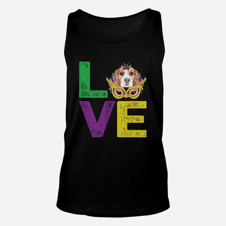 Mardi Gras Fat Tuesday Costume Love Beagle Funny Gift For Dog Lovers Unisex Tank Top