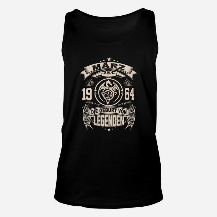 März 1964 Geburtstag Unisex TankTop, Legenden Design Schwarz