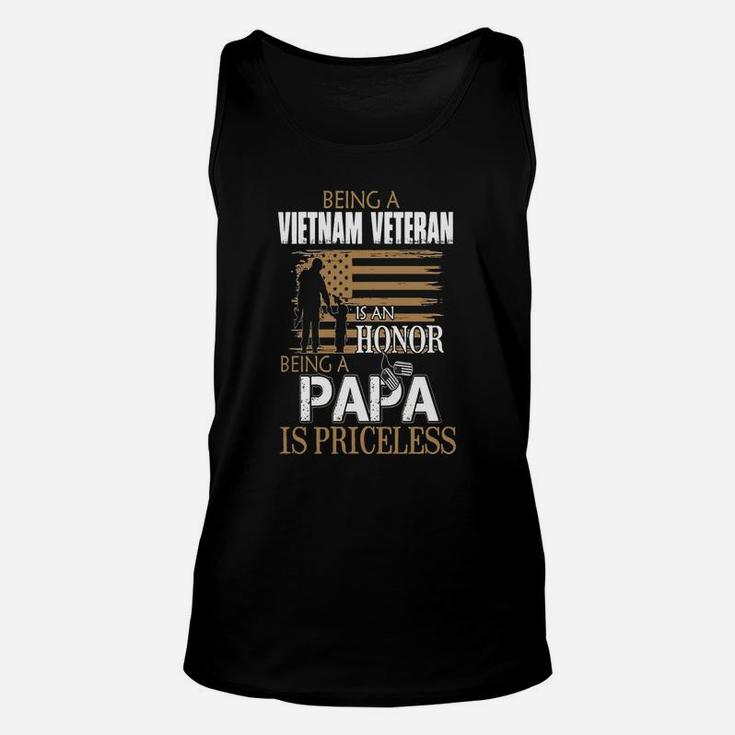 Mens Being Vietnam Veteran Is An Honor Papa Is Priceless T Shirts Unisex Tank Top