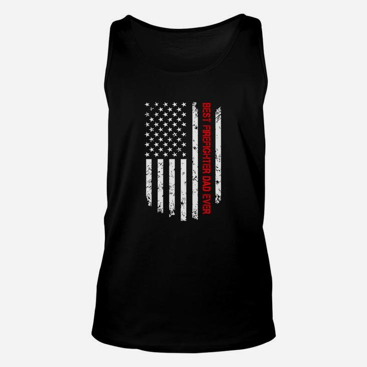 Mens Best Firefighter Dad Ever American Flag Cool Unisex Tank Top