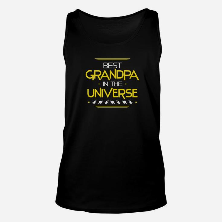 Mens Best Grandpa In The Universe Fathers Day Gifts Space Kids Premium Unisex Tank Top