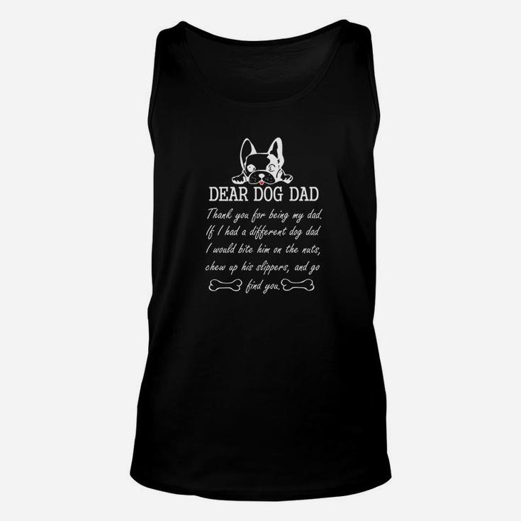 Mens Dear Dog Dad Thank You For Being My Dad Christmas Gift Premium Unisex Tank Top