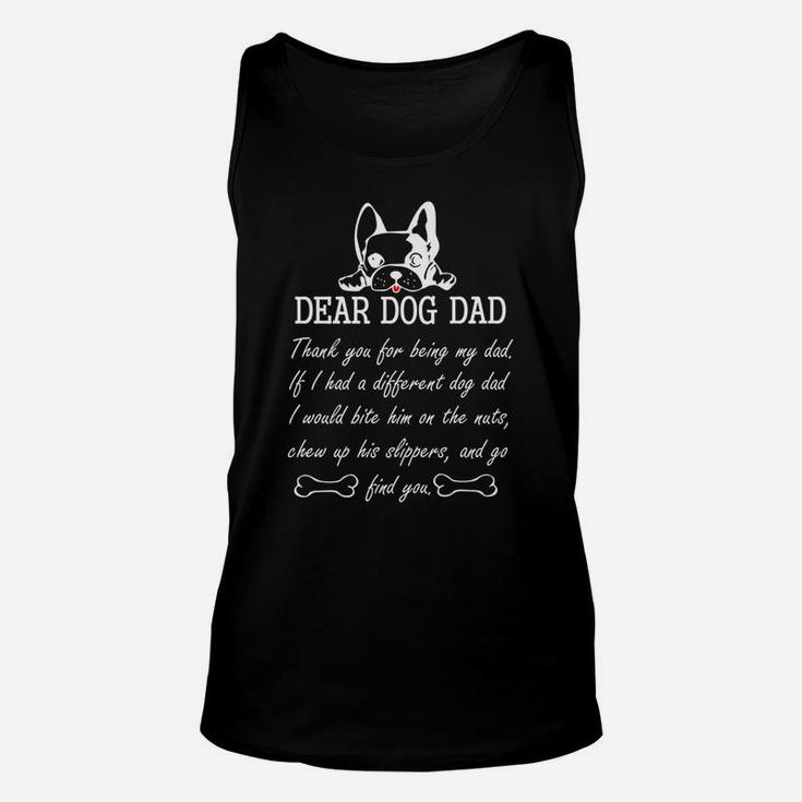 Mens Dear Dog Dad Thank You For Being My Dad Christmas Gift Unisex Tank Top