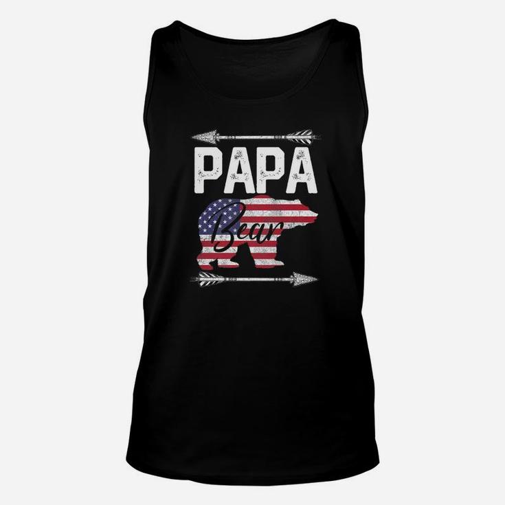 Mens Fathers Day Gift Papa Bear Dad Grandpa Usa Flag July 4th Premium Unisex Tank Top