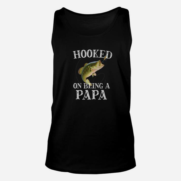 Mens Hooked On Being A Papa Quote Funny Fishing Grandpa Gift Premium Unisex Tank Top