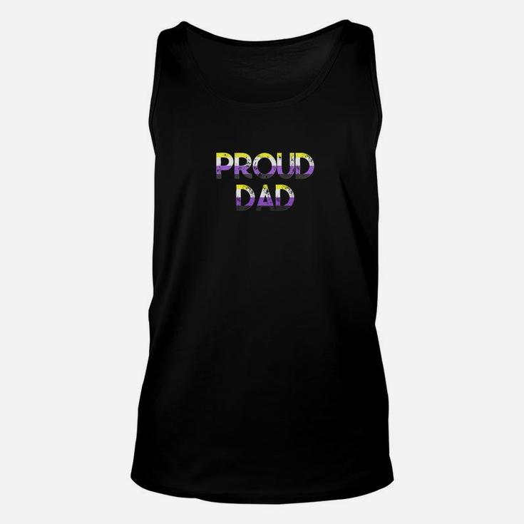 Mens Proud Dad Nonbinary Pride Flag Lgbt Fathers Day Shirt Unisex Tank Top