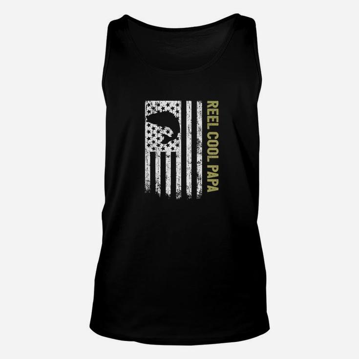 Mens Reel Cool Papa Fishing Gifts Fathers Day American Flag Premium Unisex Tank Top