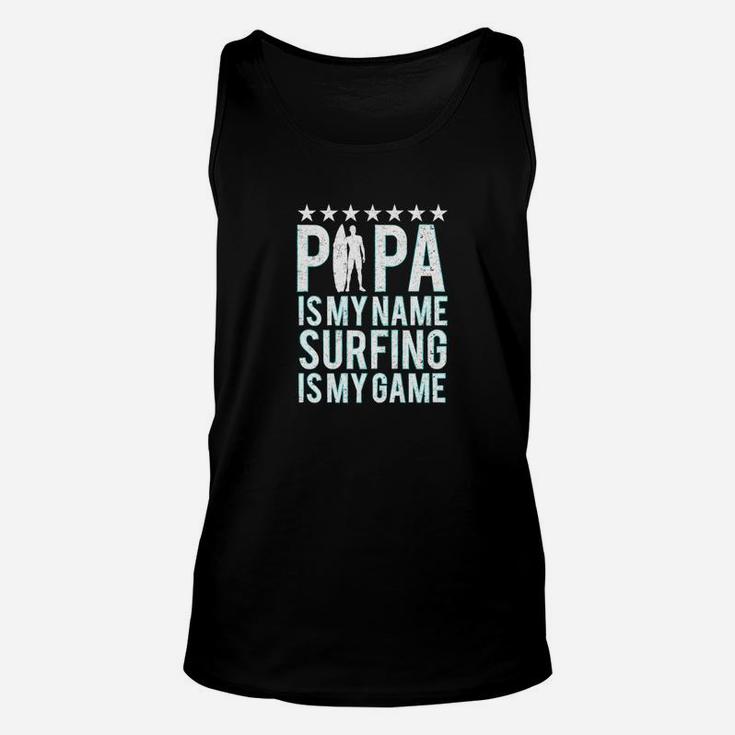 Mens Surfing Dad Gift Papa Surfer Fathers Day Beach Unisex Tank Top