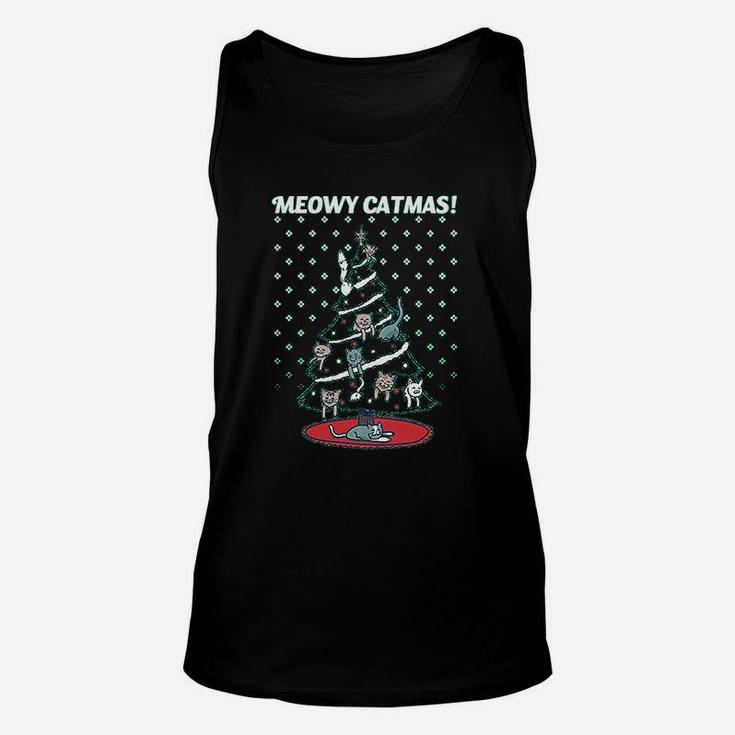 Meowy Christmas Cat Tree Ugly Merry Crazy Funny Gift Unisex Tank Top