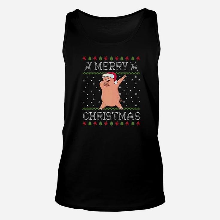 Merry Christmas Dabbing Pig Dab Girls Women Unisex Tank Top